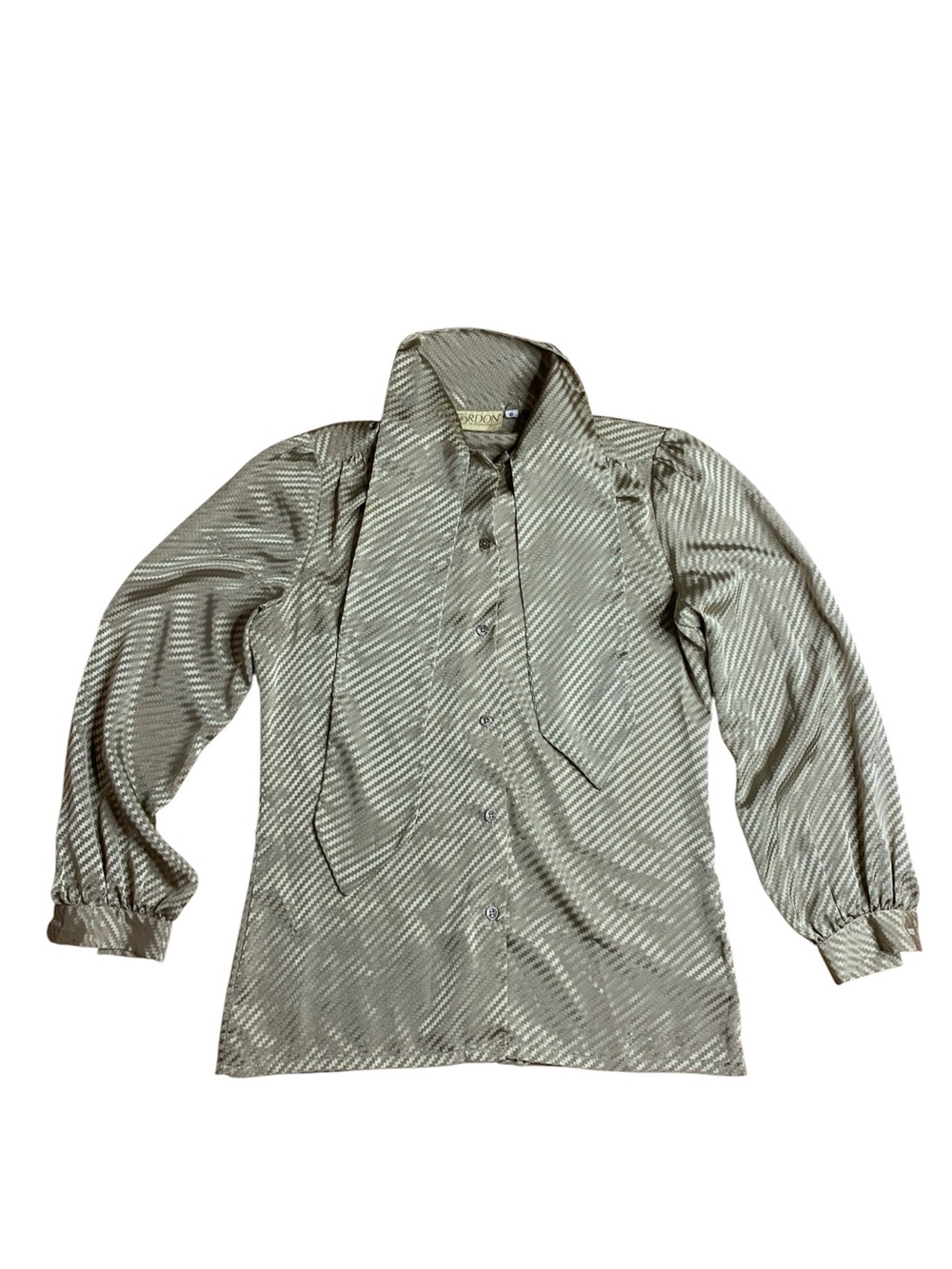 Vintage Gordon of Philadelphia Gold Satin Chevron Blouse Size 6